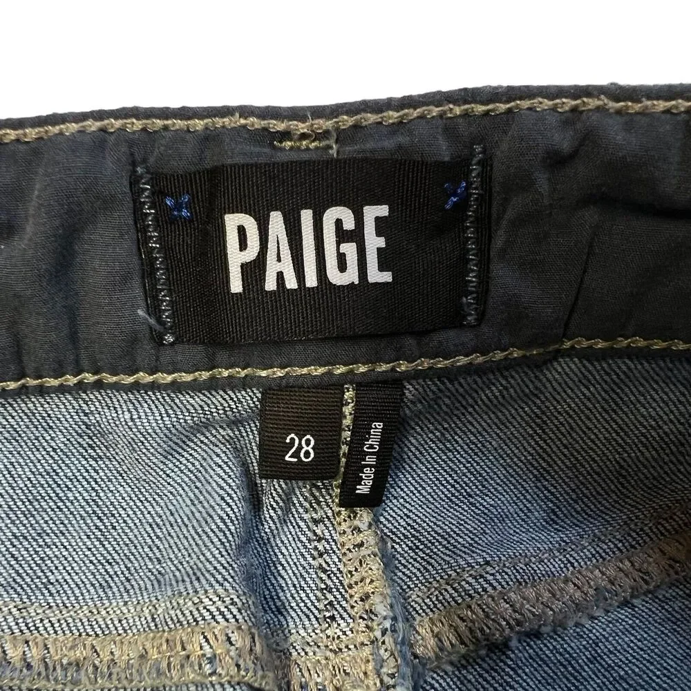 Paige Jean Skirt Women’s Size 28 Blue Front Split Light Distress - Picture 3 of 15